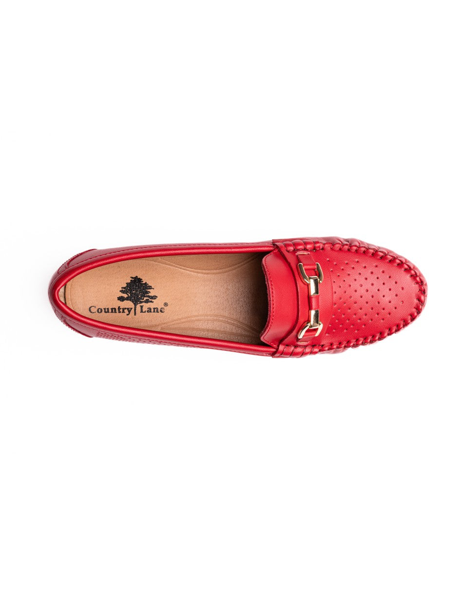 Mocasín Country Lane 12040001 Rojo Confort Mujer